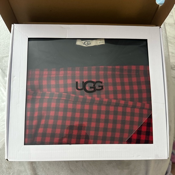 UGG Other - UGG Sleepwear Steiner Pajama Set Gift Box Mens Size L Plaid Red Black Check $98